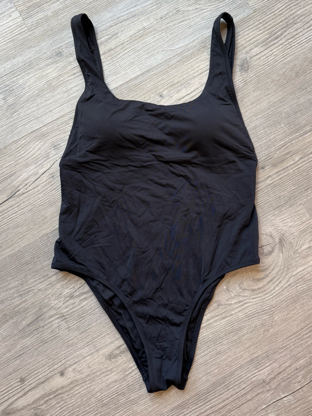 Zara Black One Piece Swimsuit Women's Large High Cut Leg 90s Style Padded